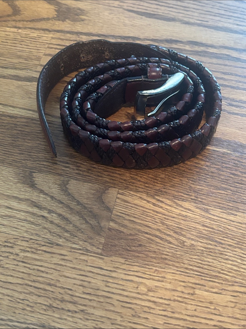 Vintage Men’s Brown Woven Braided Leather Belt Size 34/85 Boho Western EUC